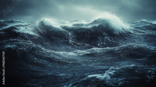 Powerful Waves Crashing During a Stormy Sea