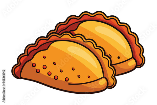 Traditional South American empanadas (meat pies). vector doodle clipart illustration on white background