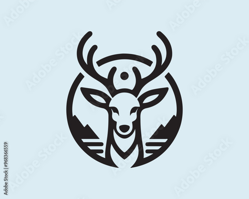 Deer logo vector template. Deer head icon symbol vector illustration. Deer silhouette logo black and white.