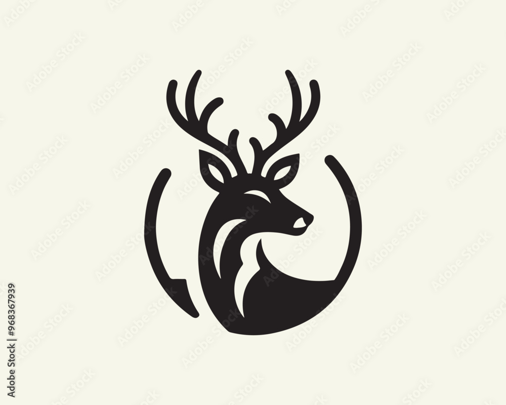 Deer logo vector template. Deer head icon symbol vector illustration. Deer silhouette logo black and white. Deer logo vector template. Deer head icon symbol vector illustration. Deer silhouette logo black and white.