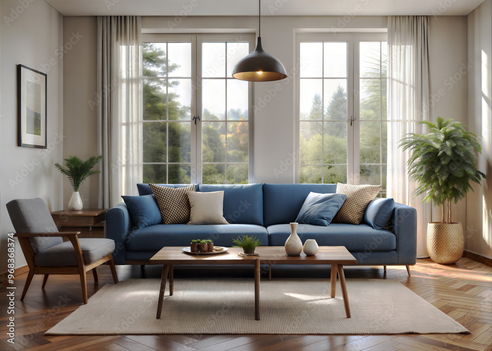 A cozy minimalist living room with a neutral color A cozy minimalist living room with a neutral color