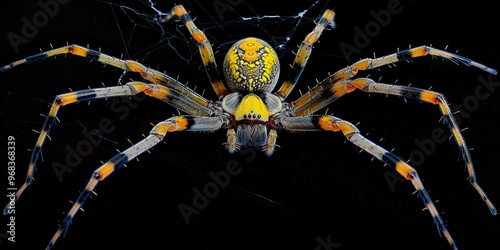 Dorsal view of a female Golden Silk Orb Weaver Spider Trichonephila clavipes commonly known as Banana Spider a large species in North America photo