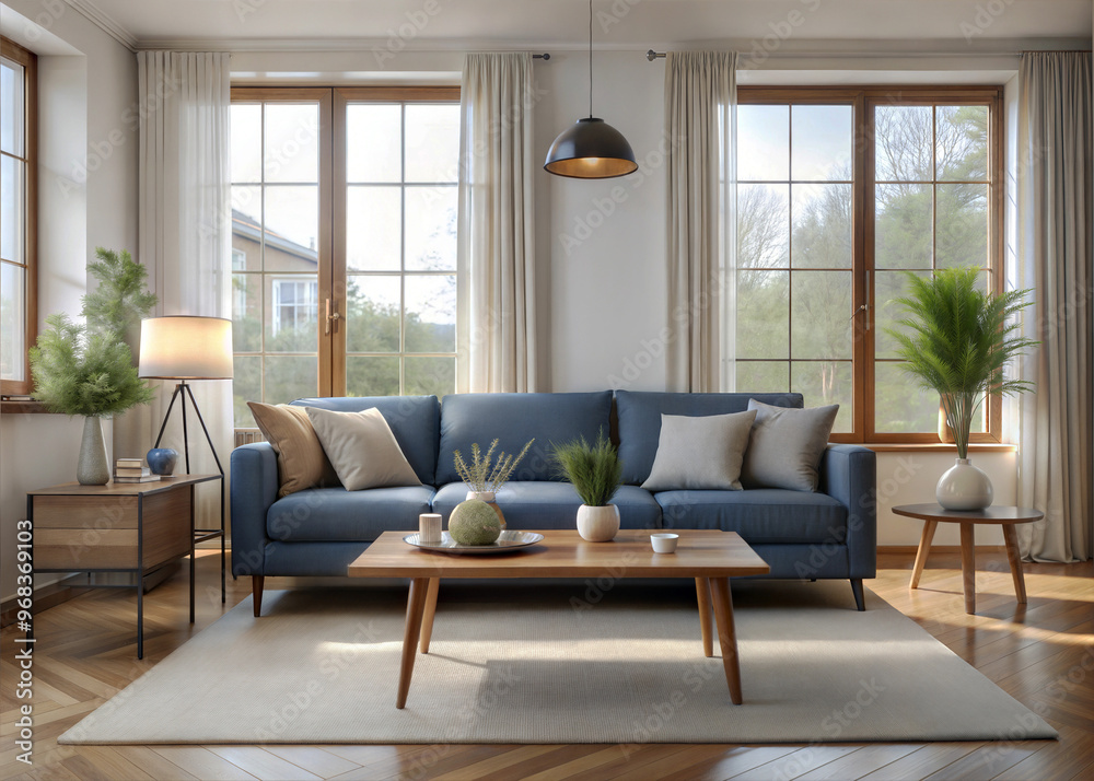 A cozy minimalist living room with a neutral color A cozy minimalist living room with a neutral color