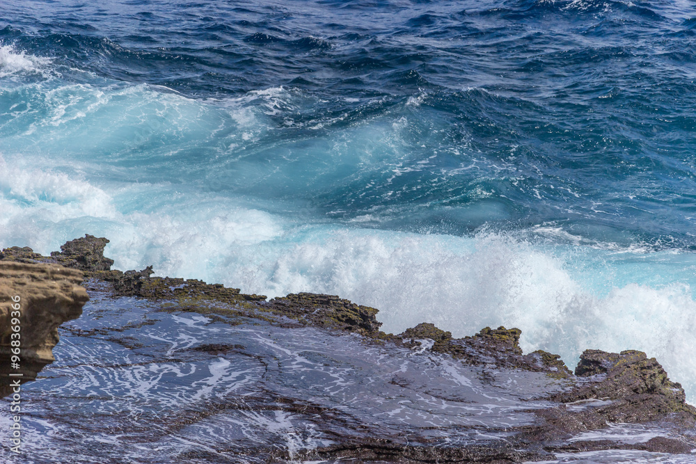 Fototapeta premium Dramatic Ocean crashing wave Hawaii at Makapu Point
