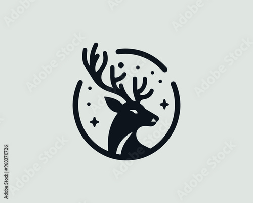 
Deer logo vector template. Deer head icon symbol vector illustration. Deer silhouette logo black and white.
