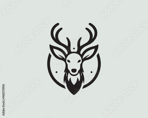 Deer logo vector template. Deer head icon symbol vector illustration. Deer silhouette logo black and white.
