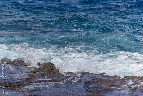 Fototapeta Naklejka Na Ścianę i Meble -  Dramatic Ocean crashing wave Hawaii at Makapu Point