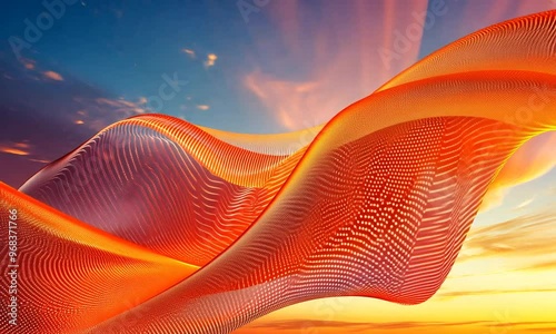 Wallpaper Mural Abstract Sunset with Orange Waves Torontodigital.ca