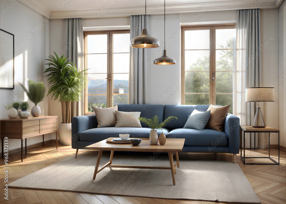 A cozy minimalist living room with a neutral color A cozy minimalist living room with a neutral color