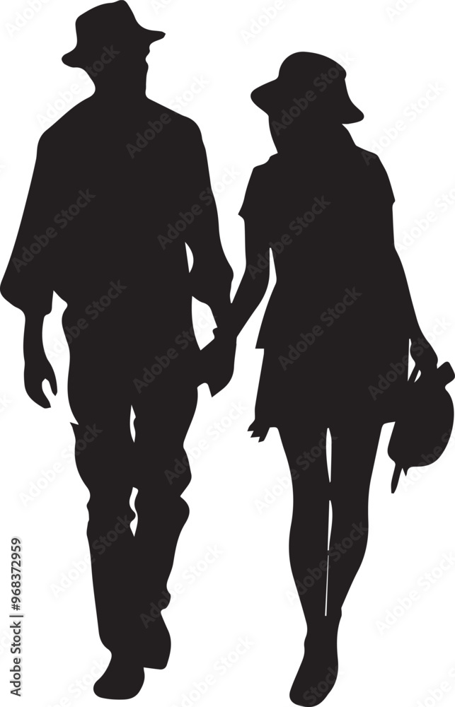 Silhouette of couple on date, couple outing date vector Silhouette of couple on date, couple outing date vector