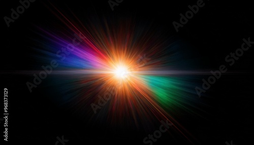 lens flare effect on black background abstract sun burst sunflare for screen mode using sunflares nature abstract rainbow colourful backdrop blinking sun burst lens flare optical rays isolated photo