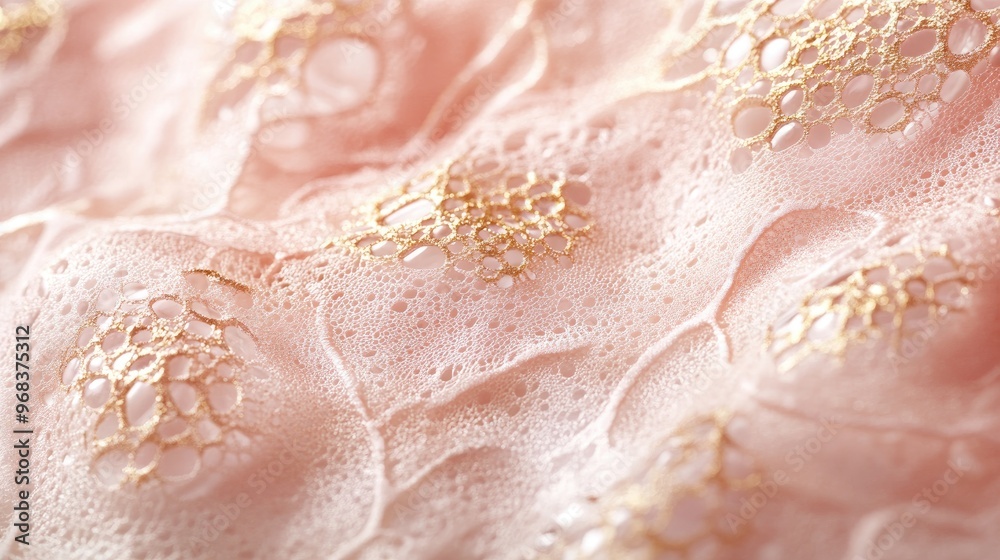 Fototapeta premium Abstract Gold and Pink Lace Fabric Texture - Delicate and Elegant Design