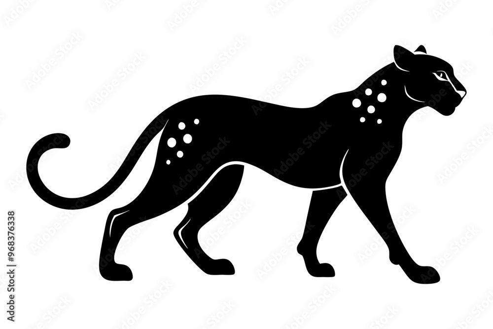 Fototapeta premium cheetah line art silhouette vector, lion black icon vector, cheetah silhouette