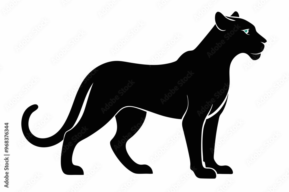 Fototapeta premium cheetah line art silhouette vector, lion black icon vector, cheetah silhouette