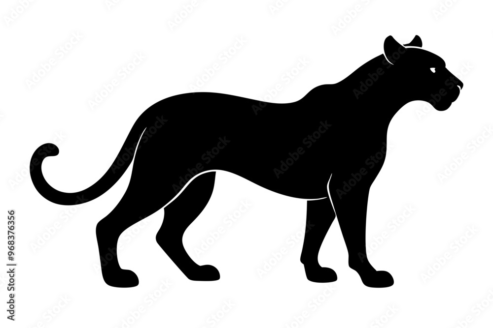 Fototapeta premium cheetah line art silhouette vector, lion black icon vector, cheetah silhouette