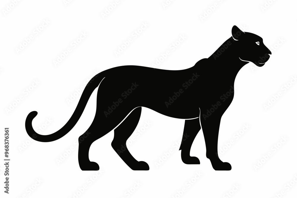 Fototapeta premium cheetah line art silhouette vector, lion black icon vector, cheetah silhouette