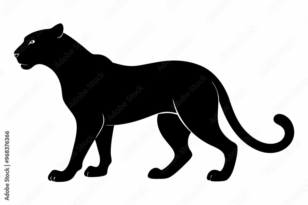 Fototapeta premium cheetah line art silhouette vector, lion black icon vector, cheetah silhouette