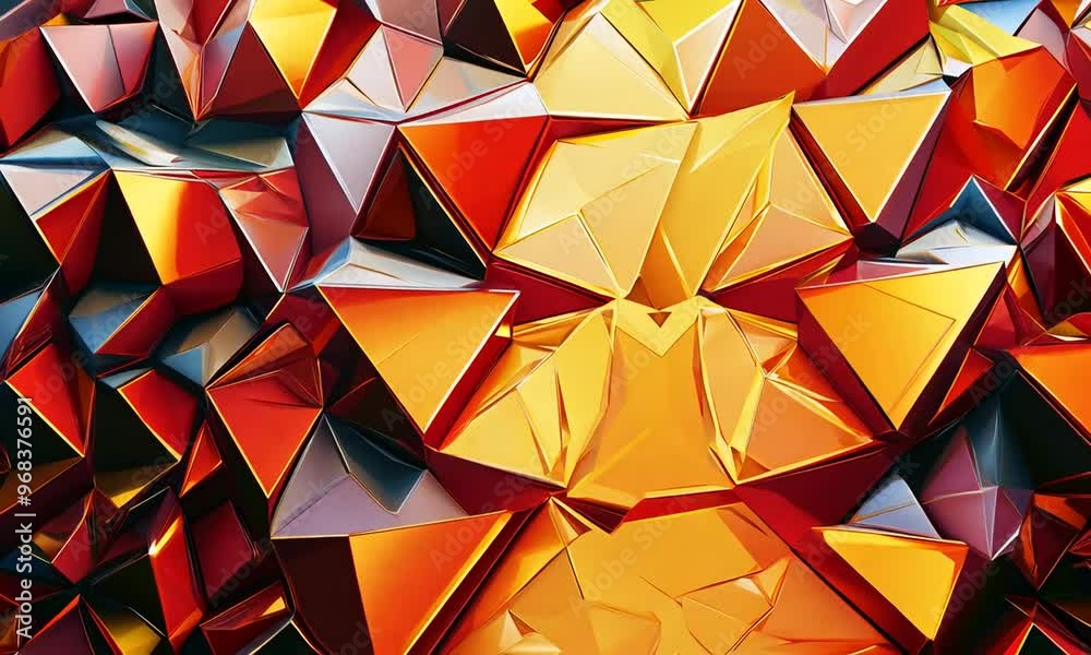Abstract red, orange, and gray geometric pattern.