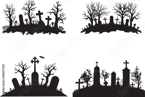 Silhouettes vector of graveyard logo icon