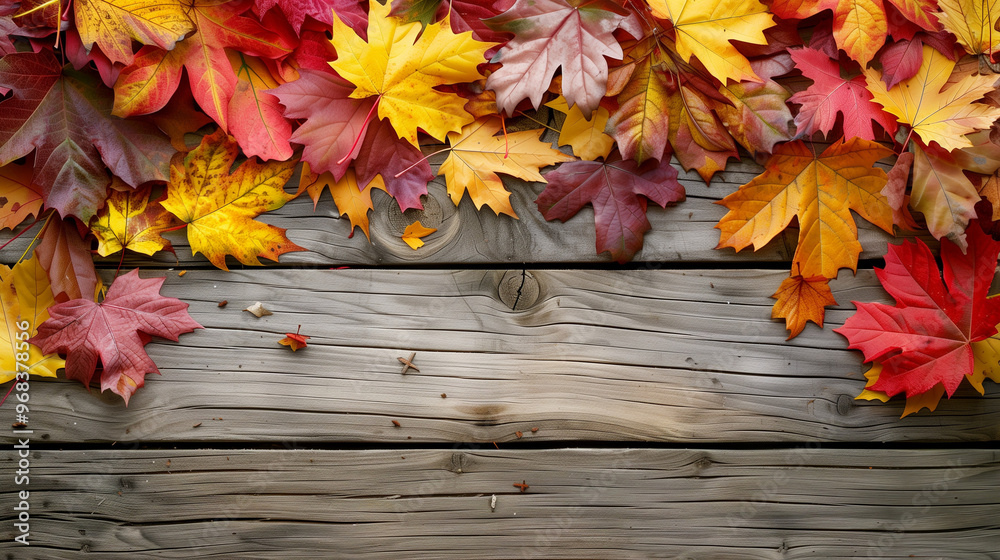 autumn leaves on wooden background autumn leaves on wooden background