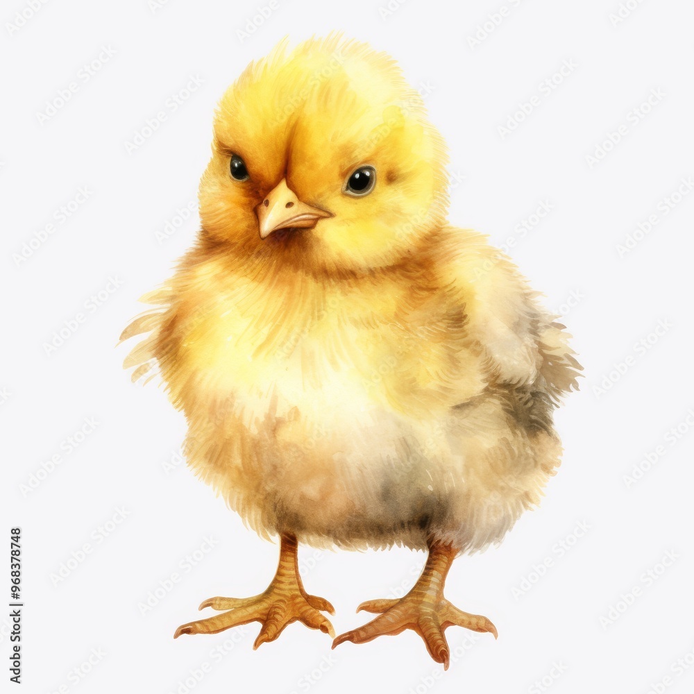 Fototapeta premium Adorable Watercolor Illustration of a Yellow Baby Chick - Perfect for Animal-Themed Designs and Children's Books