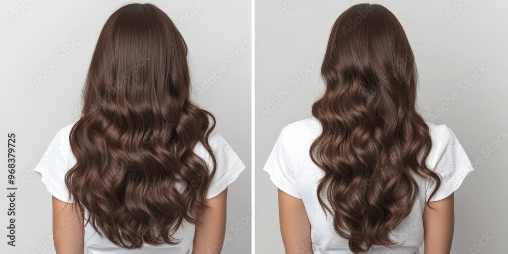 Fototapeta premium Hair Styling Comparison: Before and After.