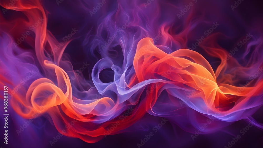 Abstract background of swirling vibrant red, orange, purple and blue smoke. Abstract background of swirling vibrant red, orange, purple and blue smoke.