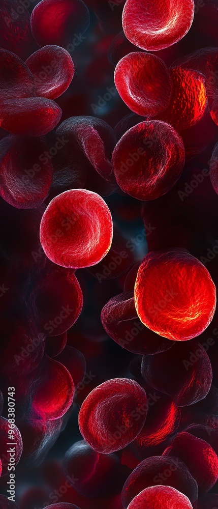 Microscopic view of erythrocytes in tissue sections, 3D genetic biology, artery-like structures, hyper-realistic textures, intricate cellular details, vibrant close-up scene Microscopic view of erythrocytes in tissue sections, 3D genetic biology, artery-like structures, hyper-realistic textures, intricate cellular details, vibrant close-up scene