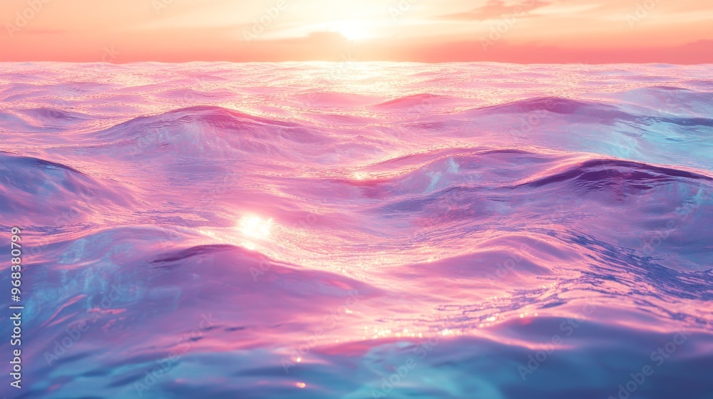 Pink and Blue Sunset Reflected in Ocean Waves Pink and Blue Sunset Reflected in Ocean Waves