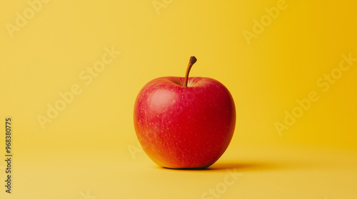 red apple on a yellow background