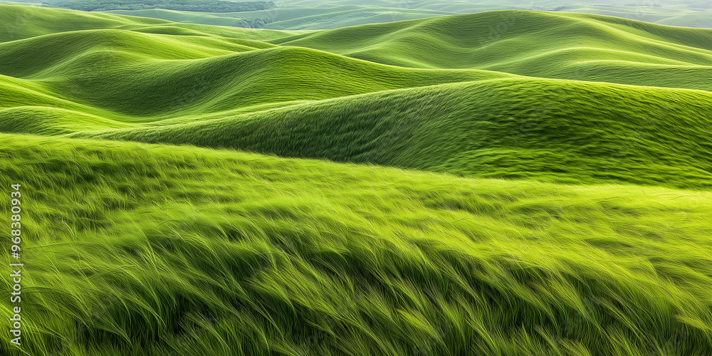 Green grass growing on rolling hills in springtime Green grass growing on rolling hills in springtime