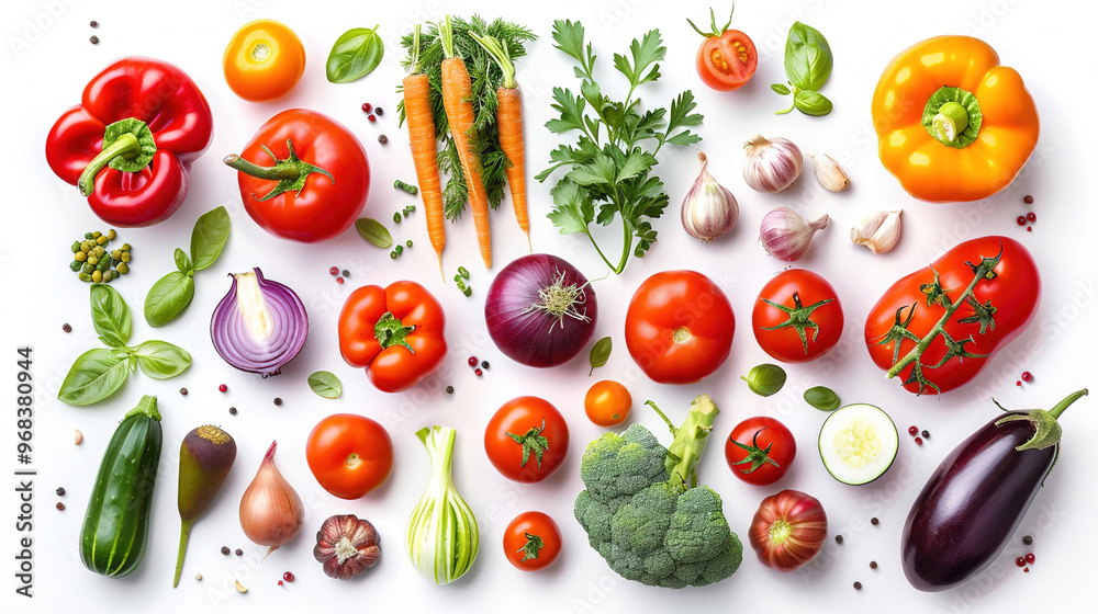 various of vegetable on a white background various of vegetable on a white background