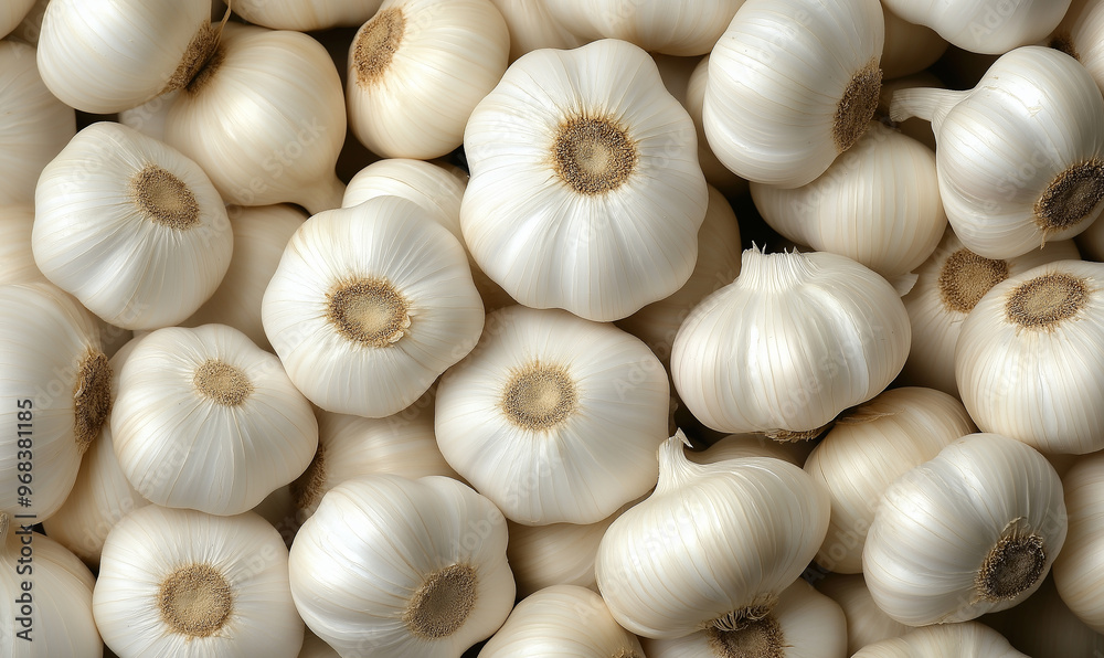 Many fresh garlic bulbs forming an interesting texture Many fresh garlic bulbs forming an interesting texture