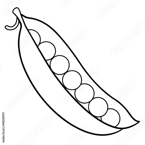 peas vegetable outline coloring book page line art illustration digital drawing