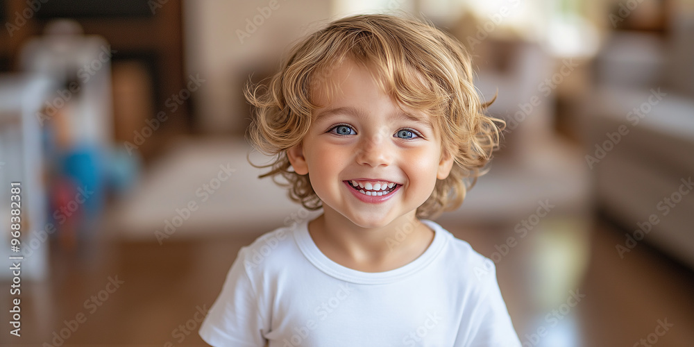 Portrait of adorable smiling blond boy with curly hair Portrait of adorable smiling blond boy with curly hair