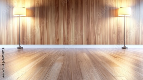 Wallpaper Mural A room with two lamps and a wooden wall Torontodigital.ca