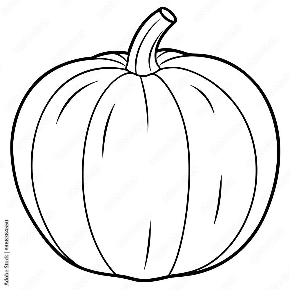 pumpkin vegetable outline coloring book page line art illustration digital drawing