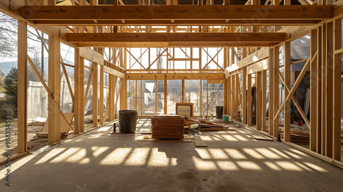 Building a house with wooden framework structure