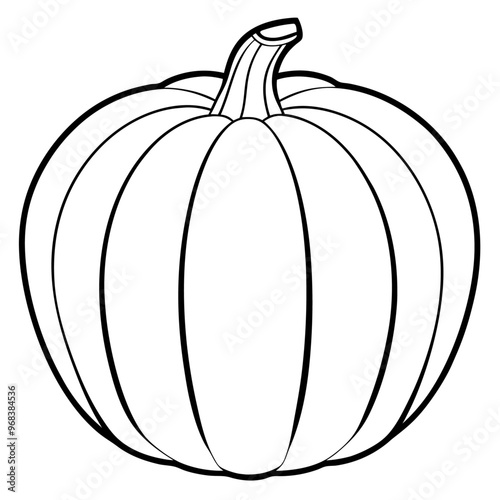 pumpkin vegetable outline coloring book page line art illustration digital drawing