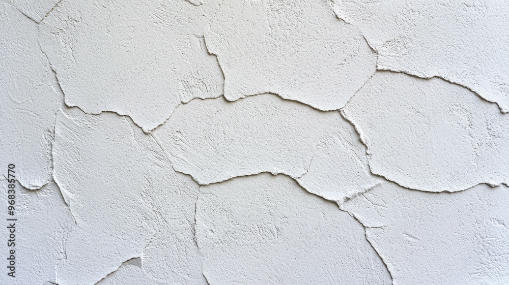 A wall with a white paint that has cracks and holes A wall with a white paint that has cracks and holes