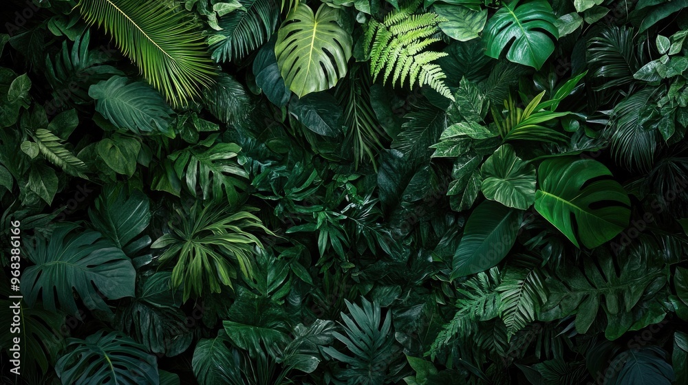 Fototapeta premium Tropical Leaves Pattern: Lush Greenery Background for Design
