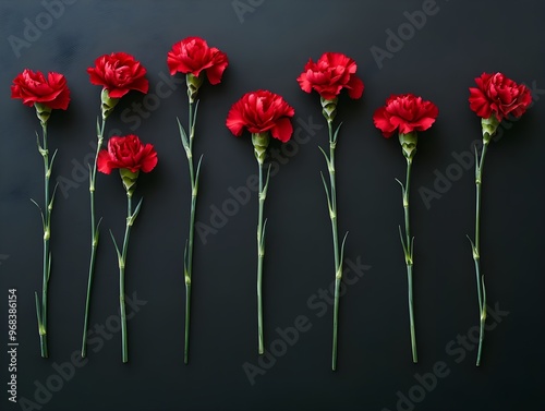 Red Carnations on Black Background photo