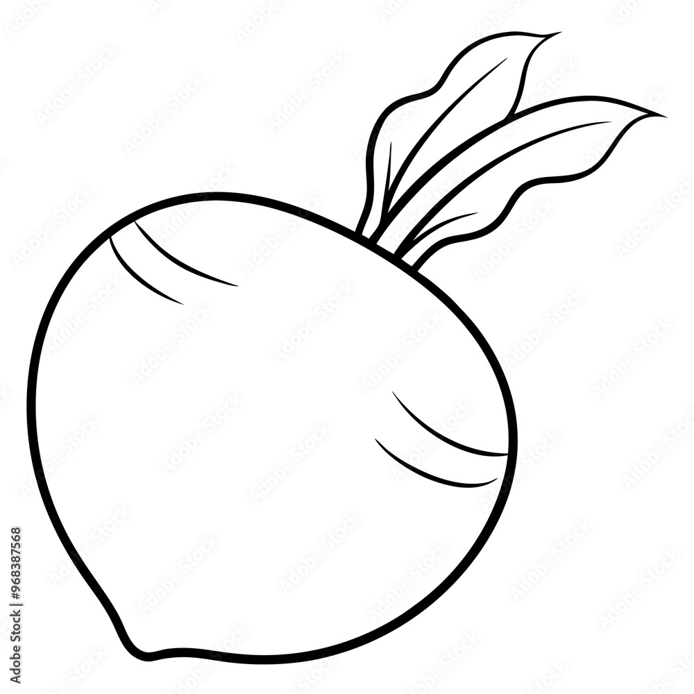 rutabaga vegetable outline coloring book page line art illustration digital drawing