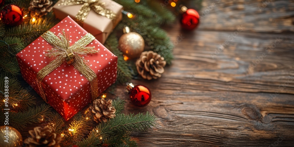 Merry Christmas and Happy New Year bright colorful composition. Xmas background with festive decorative elements. Festive banner and web poster, greeting card, flyer and brochure Merry Christmas and Happy New Year bright colorful composition. Xmas background with festive decorative elements. Festive banner and web poster, greeting card, flyer and brochure