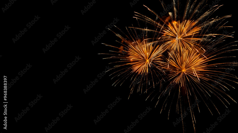 Golden Fireworks Explosion on Black Background Golden Fireworks Explosion on Black Background
