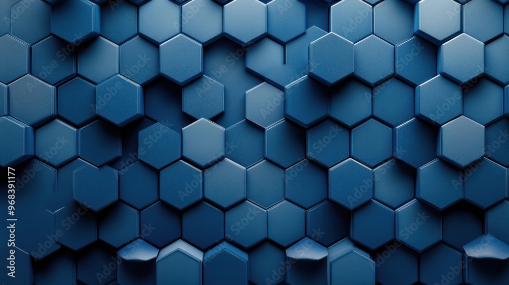 Repeating hexagon pattern in shades of blue, forming a seamless abstract background. Repeating hexagon pattern in shades of blue, forming a seamless abstract background.