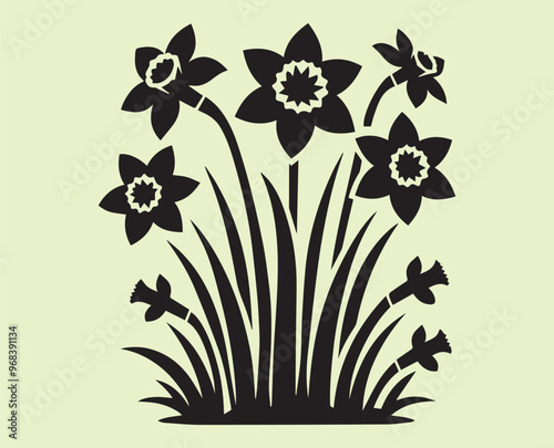 black flower silhouette vector, flower silhouette vector icon, vector illustration art.