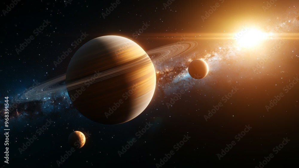 A close up of the sun and planets in the sky A close up of the sun and planets in the sky