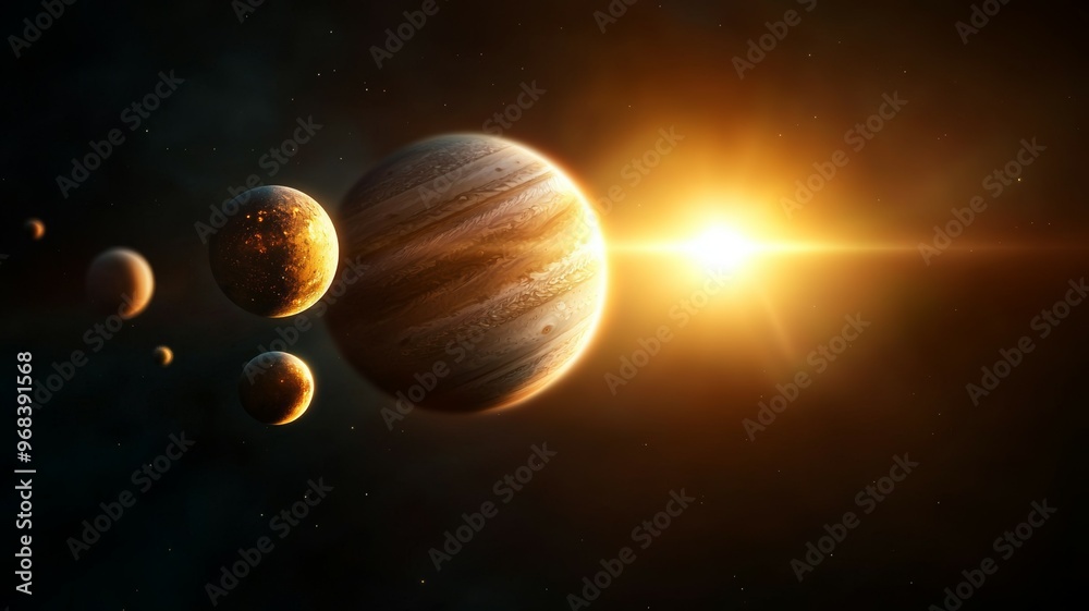 A close up of the sun shining on the planets in the solar system A close up of the sun shining on the planets in the solar system