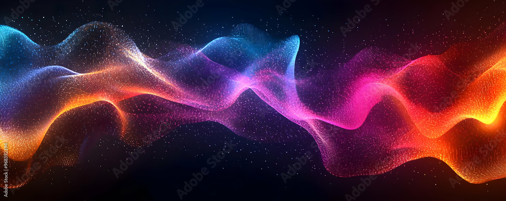 Abstract Background with Flowing Waves of Particles and Light Abstract Background with Flowing Waves of Particles and Light